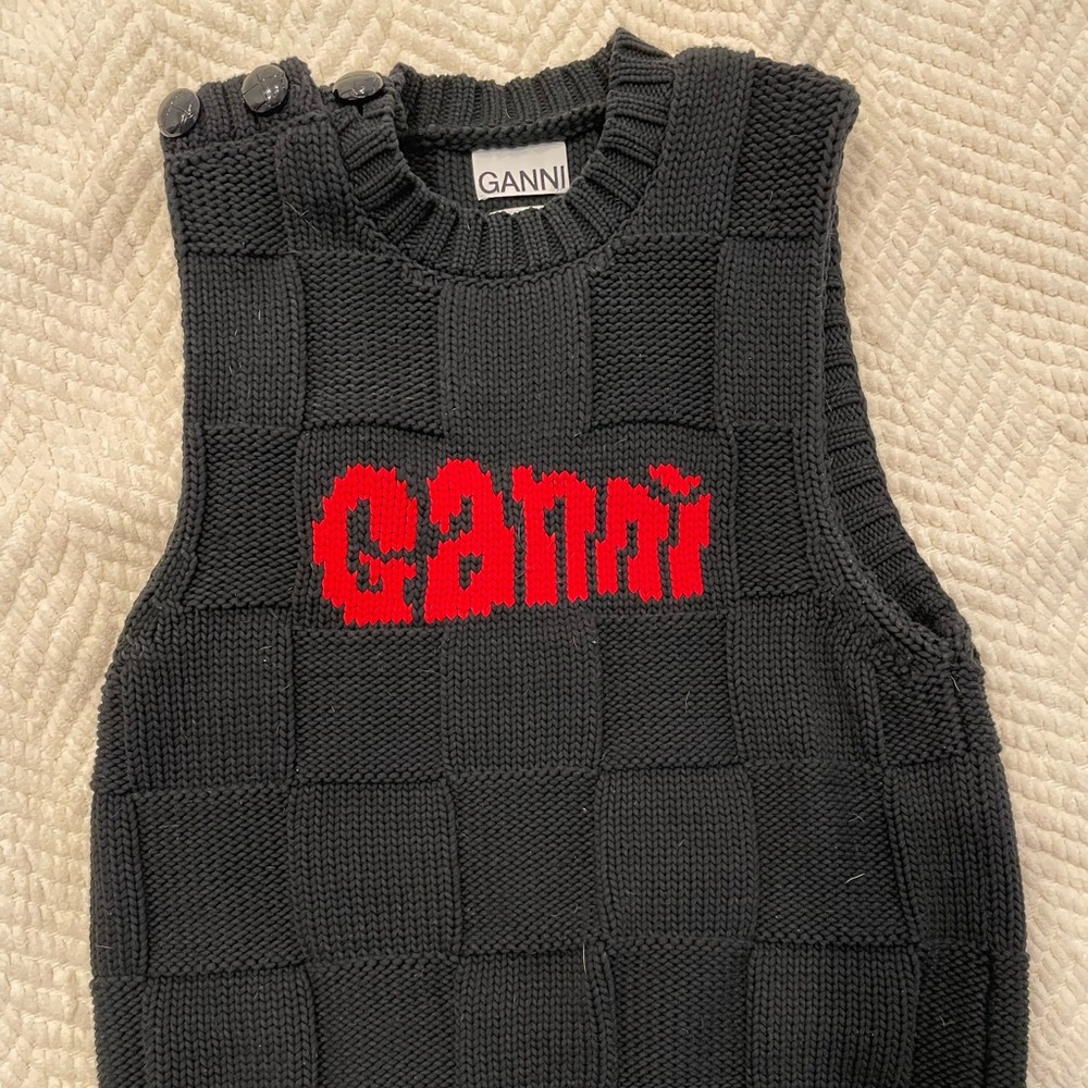 Ganni black sweater vest.